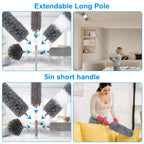Microfiber Extendable Feather Duster (11pcs) with 100" Extension Pole, Washable Reusable Bendable Dusters for Cleaning Ceiling Fan, High Ceiling, TV, Blinds, Cars