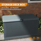 ZYJOYY 100 Gallon Resin Deck Box Waterproof Outdoor Storage Box and Patio Furniture Side Table for Pool Accessories, Gardening Tools, Outdoor Indoor Cushions, Lockable, UV Resistant