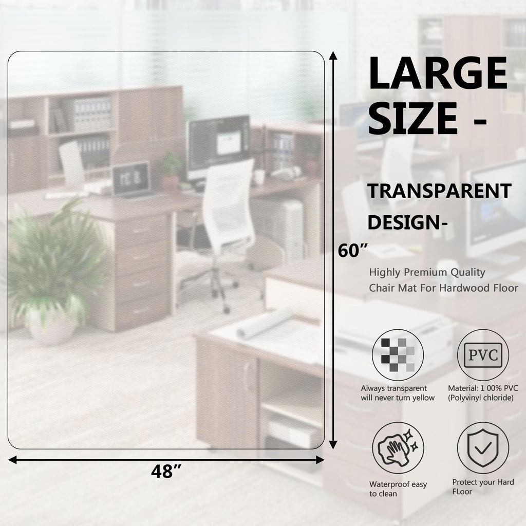 Amyracel Office Chair Mats for Hardwood Floors- 48" x 60" Desk Floor Mat for Hardwood Floors, Easy Glide Desk Chair Mat for Hard Floors, Clear Computer Chair Mat for Home Offices