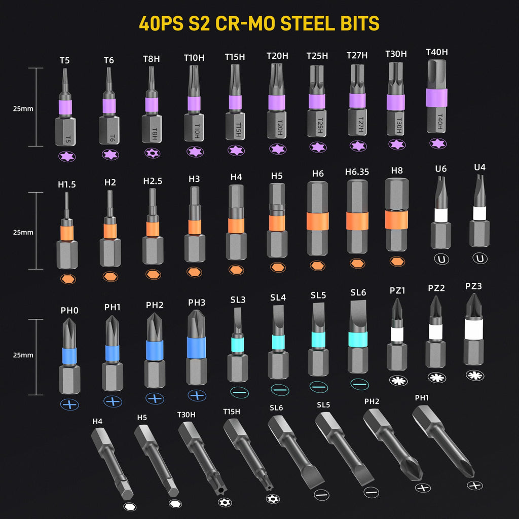 42 in 1 Magnetic Screwdriver, Screwdriver Set, Multi Bit Ratcheting Screwdriver Set with Storage Case Repair Tool Kit for Computer, Eyeglass, Bicycles, Watch, Ring Doorbell, Furniture and DIY