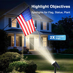 JEJOT Solar Lights Outdoor Waterproof IP65, Super Bright LED with Lens, 6500K 2 Lighting Modes, Solar Powered Yard Garden Solar Spot Lights for Outside Landscape Auto On/Off - 6 Pack