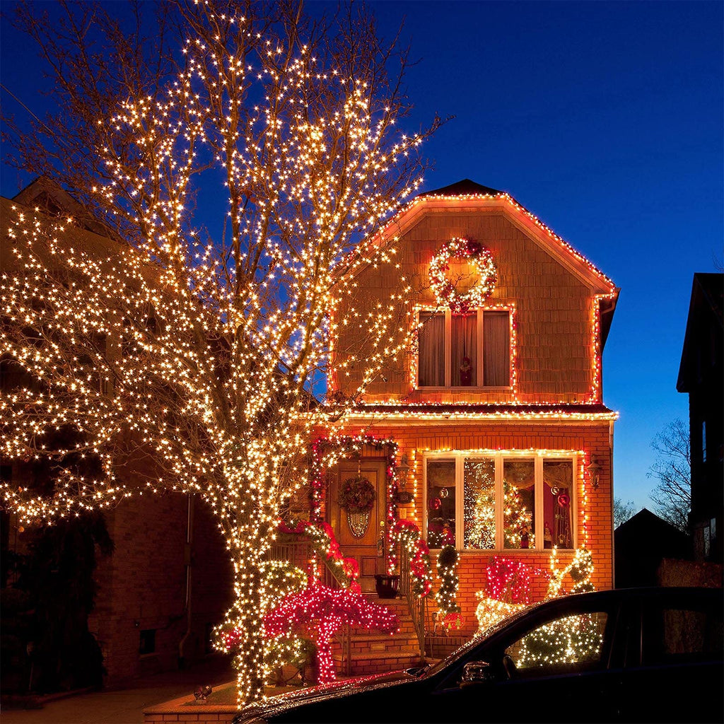 4-Pack 160FT 400 LED Solar String Lights for Outside, Solar Christmas Lights Outdoor with 8 Modes, Twinkle Solar Fairy Lights for Tree Christmas Wedding Party Decorations Garden Patio (Warm White)