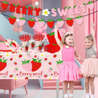 Dydamud Strawberry Party Decorations,Strawberry Theme Birthday Party Tableware Set A Berry Sweet Baby Plates Napkins Cups for Berry First Birthday Party Supplies,Strawberry Baby Shower