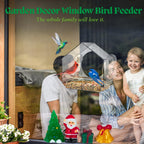 Window Bird Feeder with 4 Strong Suction Cups,DIY Clear Bird Feeder with Christmas Clear Glass Ball Ornaments, Wild Bird House Window for Garden Decor,Elderly Kids and Cat Viewing Bird