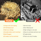 66FT 200LED Christmas String Lights Outdoor/Indoor, Extendable Twinkle Fairy Lights Waterproof Clear Wire with 8 Modes&Timer Function for Garden Bedroom Patio Christmas Tree Decorations (Warm White)