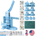 Happizza Button Maker Machine Multiple Sizes (4th Gen), Pin Maker 1+1.25+2.25 inch / 25+32+58mm, Badge Button Press Machine with Cutting Mat & 300 Sets Badge Making Supplies & Circle Cutter