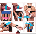 Precut Kinesiology Tape Bulk - 3 Pack Rolls for Knee, Shoulder, Wrist, Muscles, Ankle - Designed to Support Athletic Performance, Sports Kt Pain. Waterproof, Kinesio Guide - Rock Tex Black