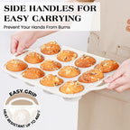 AOTASO 3 Pcs Silicone Baking Pan Set - Including Mini Loaf Pan, Standard Muffin Pan and Mini Muffin Pan - Silicone Cupcake Molds With Metal Reinforced Frame (Cream)