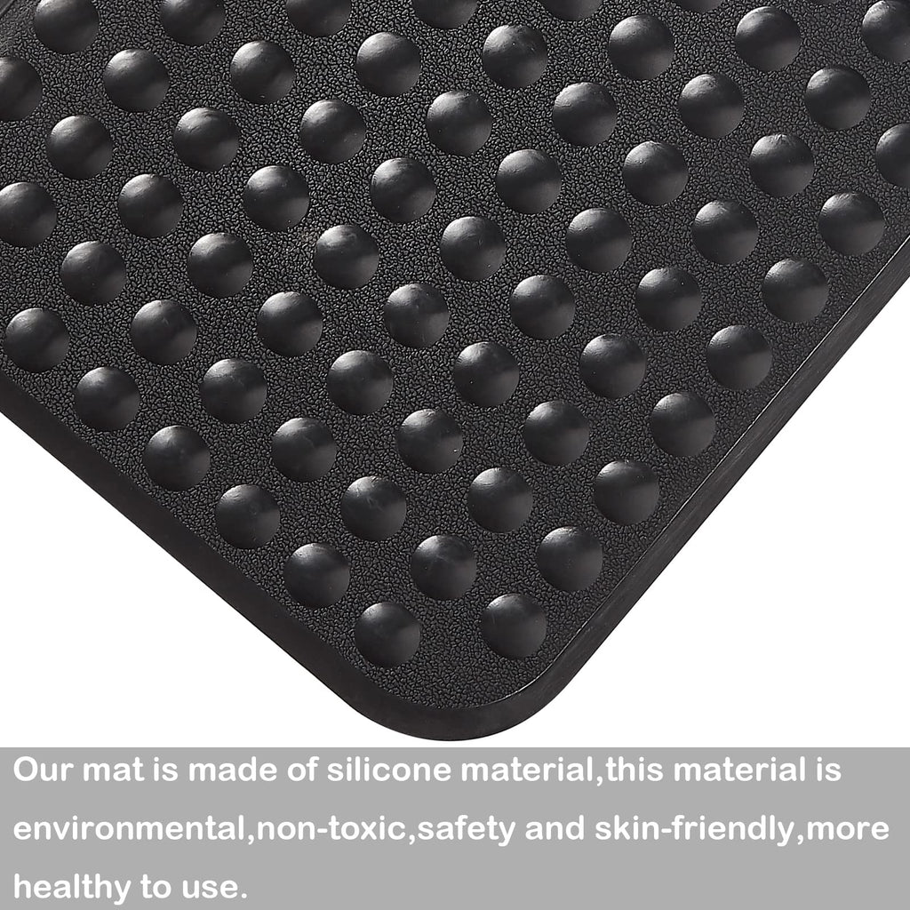 Yanzifly Bathtub Mat Non Slip Bath Mat for Tub Silicone Soft & Safe, Bath Tub Mat Non Slip Shower Mats, Suction Cups Bath Tub Anti Slip Matt for Kids Elderly Non Toxic, Machine Washable- Black