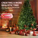 6ft Artificial Christmas Tree Premium Pine Xmas Tree with 1000 Branch Tip, 1 Minute Christmas Tree Unlit Realistic Holiday Party Decor for Home Office, Foldable Stand, Easy Assembly