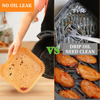 200PCS Air Fryer Liners Disposable: Square 7.9 Inch Non-Stick Airfryer Paper Liners - Food Grade Parchment Paper for 5 6 7 8 QT Air Fryer Baking and Roasting - Waterproof and OilProof (9 Inch on Top)