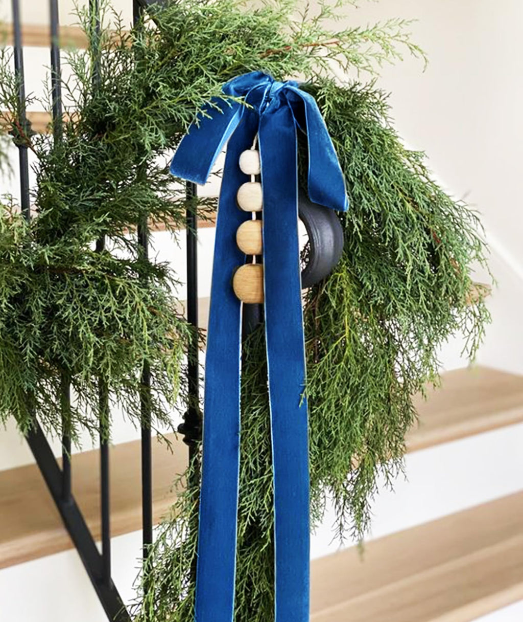 Royal Blue Velvet Ribbon 1'' 25 Yards for Christmas Tree, Gift Wrapping, Flower Bouquet, Wreath Decorations, Bow Making
