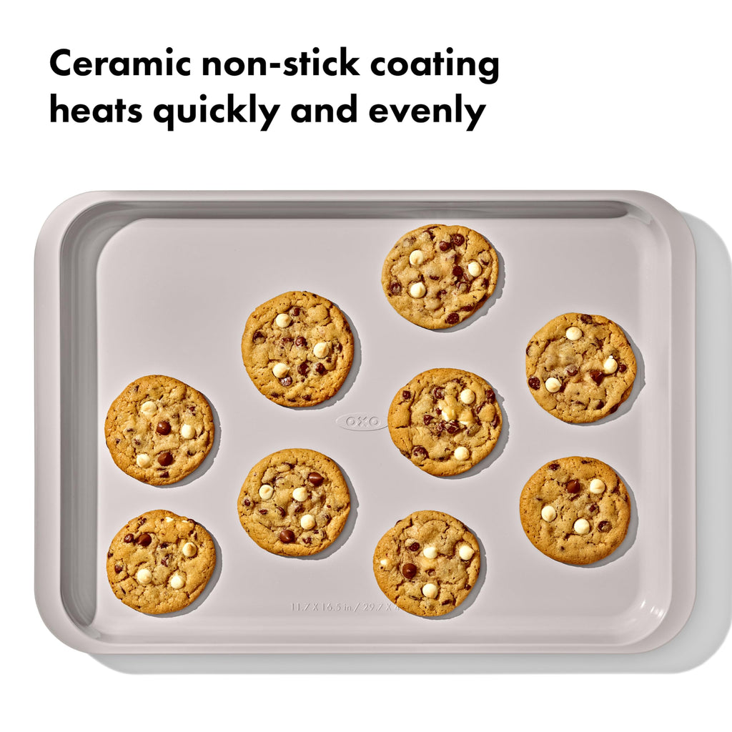 OXO Good Grips Non-Stick Pro Ceramic Coated Metal Bakeware Half Sheet Pan – Biscuit