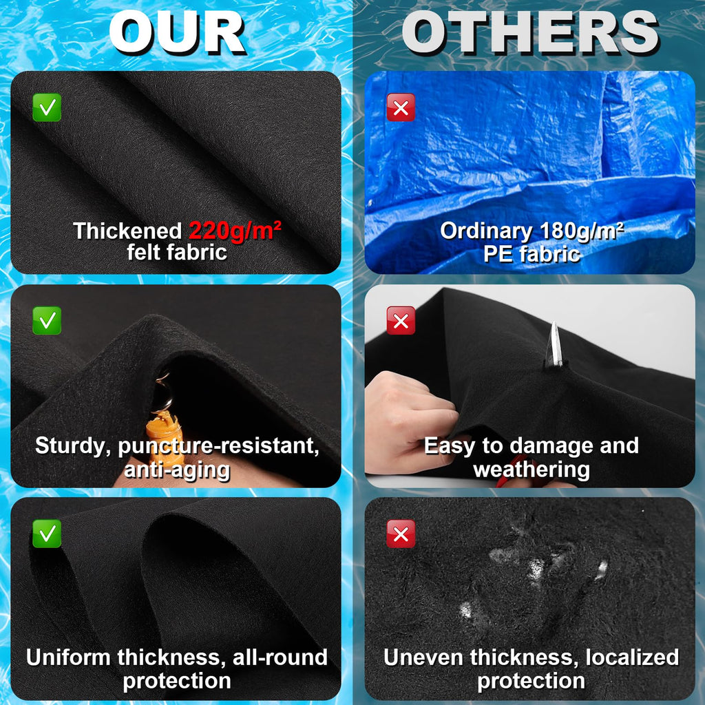 VICAMB 11 x 7.5ft Rectangular Pool Liner Pad for Above Ground Swimming Pools,220g/㎡ Heavy Duty Pool Ground Mat Under Pool Pad,Pools Bottom Liner Protector to Prevent Puncture and Extend Liner Life