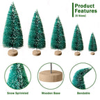 30Pcs Mini Christmas Trees, Artificial Christmas Tree Bottle Brush Trees Christmas with 5 Sizes, Sisal Snow Trees with Wooden Base for Christmas Decor Christmas Party Home Table Craft
