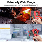 KEMAISI Infrared Thermometer Gun, Non-Contact Digital Laser Temperature Gun -58°F -1616°F (-50℃-880℃), Laser Temp Gauge Surface Measuring Tool for Cooking, Oven, HVAC, Industry (Non-Body use)