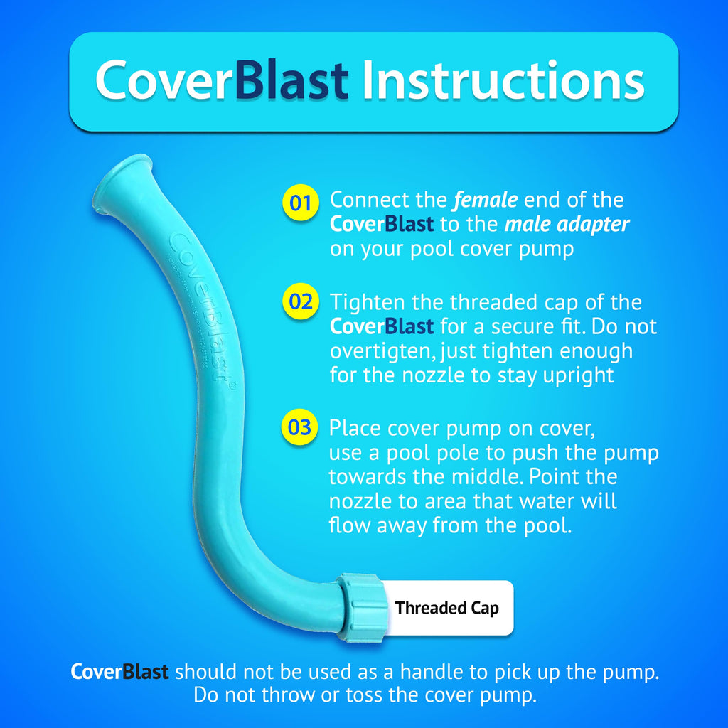 CoverBlast Pool Cover Pump Attachment - USA-Made & Patented Pool Cover Pump Hose Alternative w/ 25ft. Range - Easy-To-Install & Use Year-Round - Replaces Traditional Hoses (Light Blue)