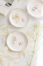 COLLECTIVE HOME - Ceramic Jewelry Tray, Decorative Trinket Dish for Rings Earrings Necklaces Bracelet Watch Keys, Birthday Mother's Day for Women, 4.75", White Surface (i)