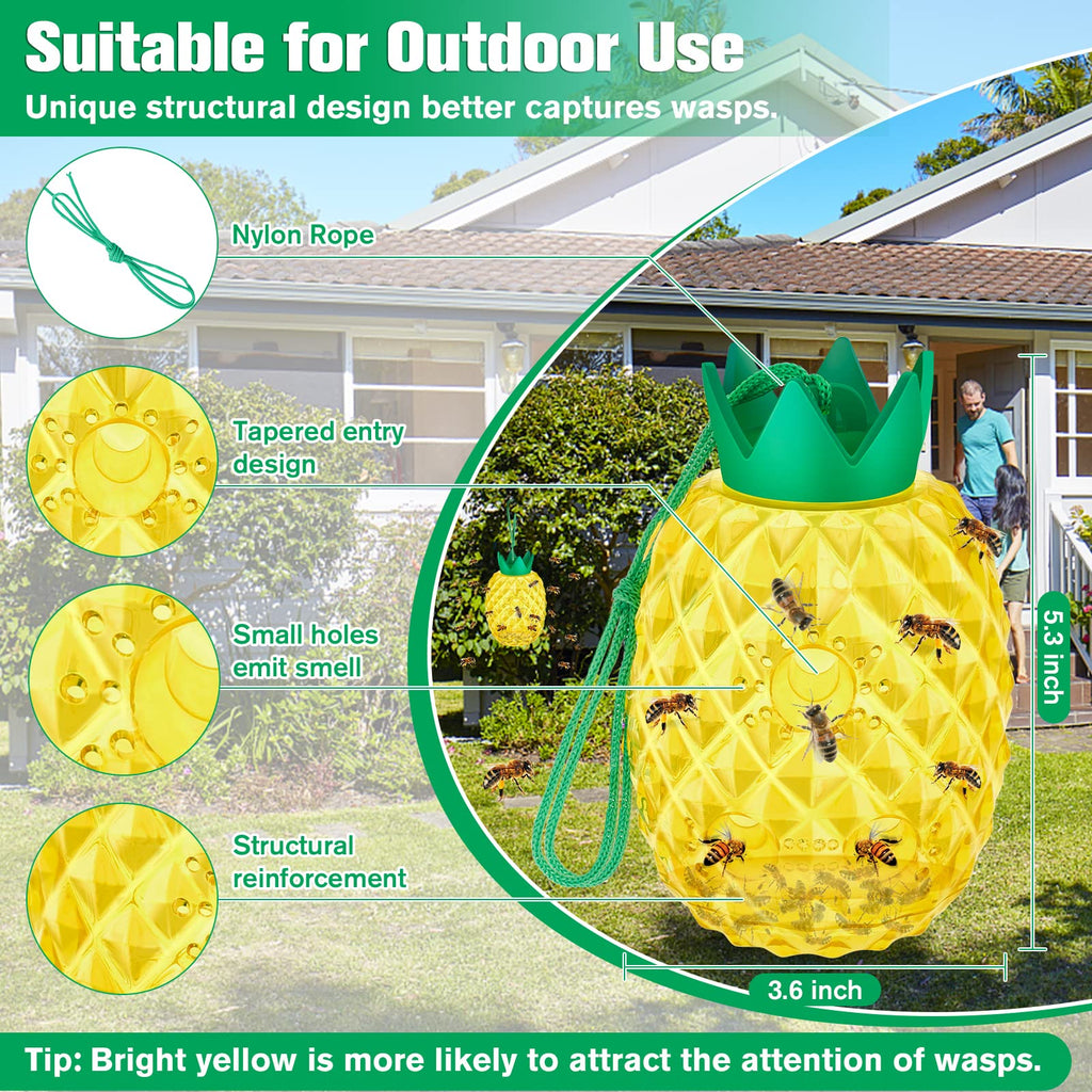 Wasp Traps Catcher - Honey Bee Trap, Insect Catcher, Wasp Trap, Bee Trap, Outdoor Wasp Deterrent Killer, Reusable Insects Traps Bee Catcher for Hornets, Yellow
