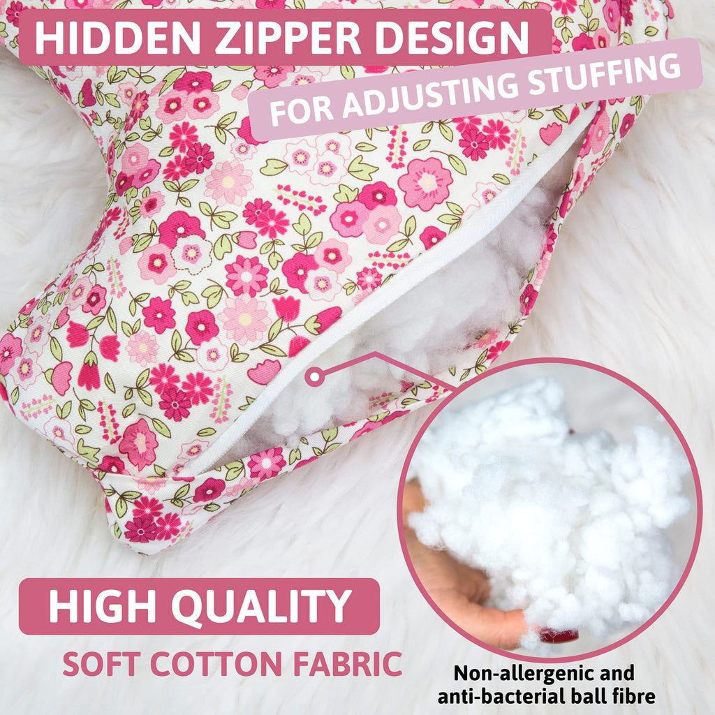 Post Mastectomy Pillow After Breast Cancer Surgery Recovery, C-Section Recovery or Breast Reduction, Tummy Tuck Post Surgery Supplies, Seat Belt Pillow, Chemo Breast Cancer Gifts for Women,Pink Flower