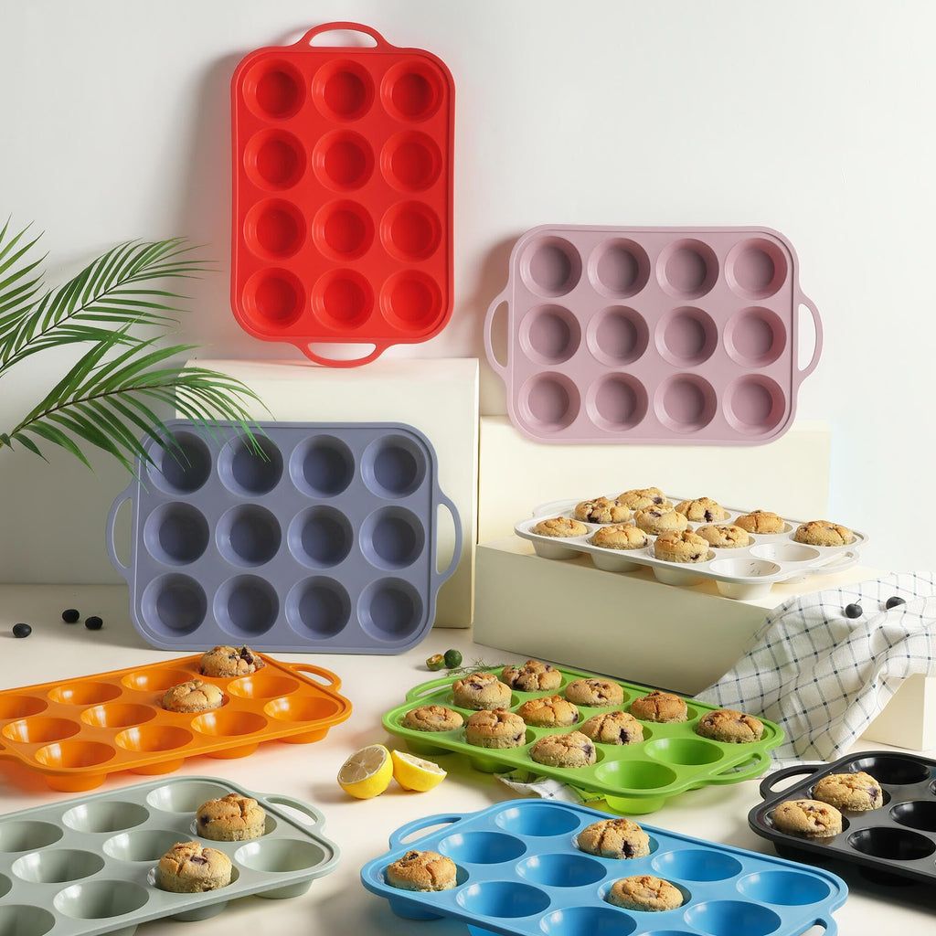 12 Cups Silicone Muffin Pan with Metal Reinforced Frame Cupcake Pan Tray Egg Molds Parents Stepdad Pawpaw Who Want Nothing Everything Future Groom Bride Law Christmas Xmas Happy Birthday Gifts Ideal