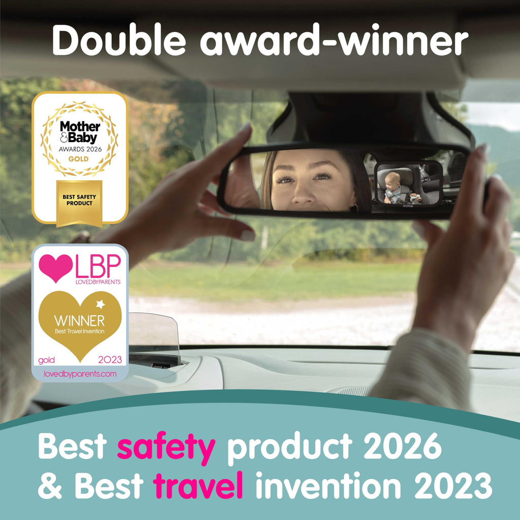 Onco Baby Car Mirror Rear Facing - Double Award-Winning Convex Car Mirror for Baby, 100% Shatterproof & Shakeproof with 360° Rotation, Newborn Essentials (9.6 x 6.9 in)