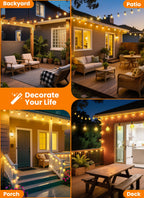 SmartDawn 100FT 52 LED Bulbs Outdoor String Lights, G40 Shatterproof String Lights, IP65 Waterproof Connectable Outside Patio Light for Backyard Porch Balcony Garden Decor Christmas Camping Gazebo
