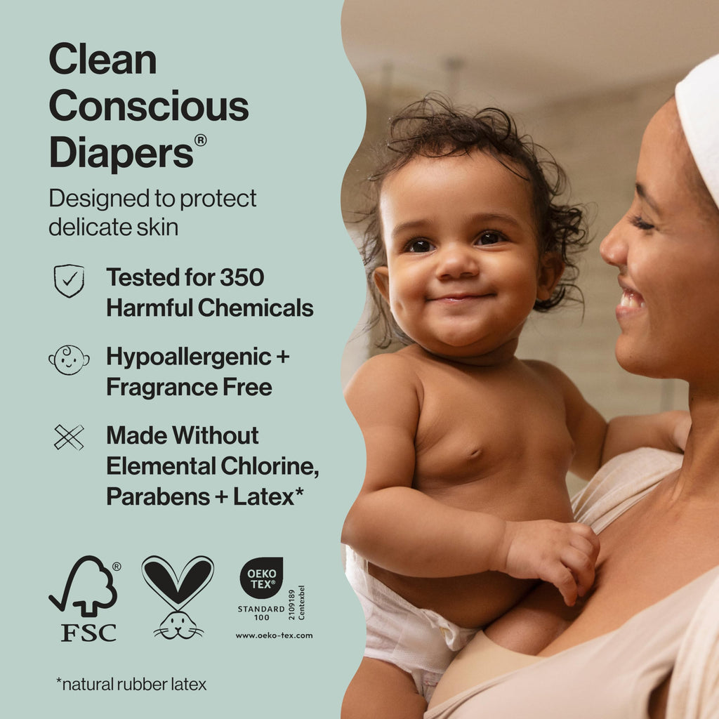 The Honest Company Comfort Dry Disposable Daytime Diapers, Hypoallergenic, Fragrance-Free, Sensitive Skin, Wingin' It + Catching Rainbows, Super Club Box Size 5 (27+ lbs), 84 Count
