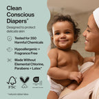 The Honest Company Comfort Dry Disposable Daytime Diapers, Hypoallergenic, Fragrance-Free, Sensitive Skin, Wingin' It + Catching Rainbows, Super Club Box Size 5 (27+ lbs), 84 Count