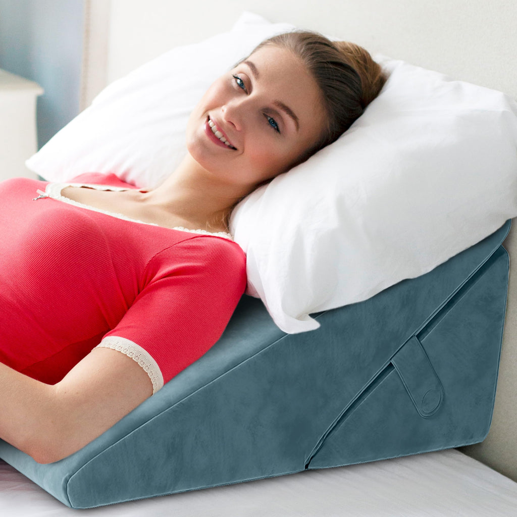 Adjustable Bed Wedge Pillow for Sleeping - Wedge Pillow for Sleep Apnea, Gerd, Acid Reflux Relief, Post Surgery - Foam Wedge Pillow for Back Pain Relief, Sleep Apnea Pillow Wedge or for Seniors