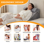 Ruqmuis 3PCS Wedge Pillow Set for After Surgery, Wedge Pillow Headboard, Adjustable 9&12 Inch Bed Pillow Wedge for Sleeping, Acid Reflux, Orthopedic Pillow Wedge for Back Pain Relief, Gerd, Velvet
