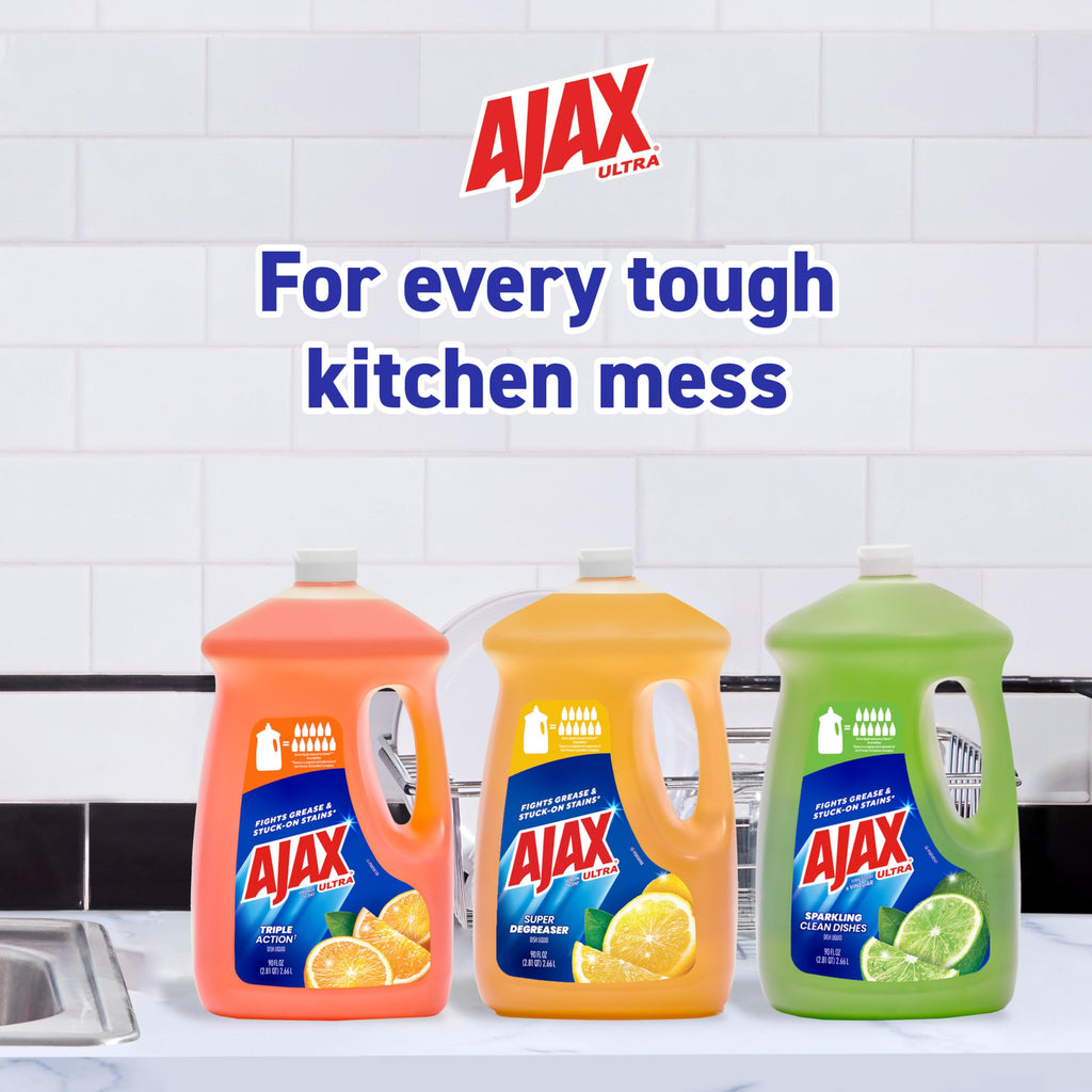 Ajax Ultra Dishwashing Liquid Dish Soap Refill, Orange Scent, Triple Action, 90 fluid ounce