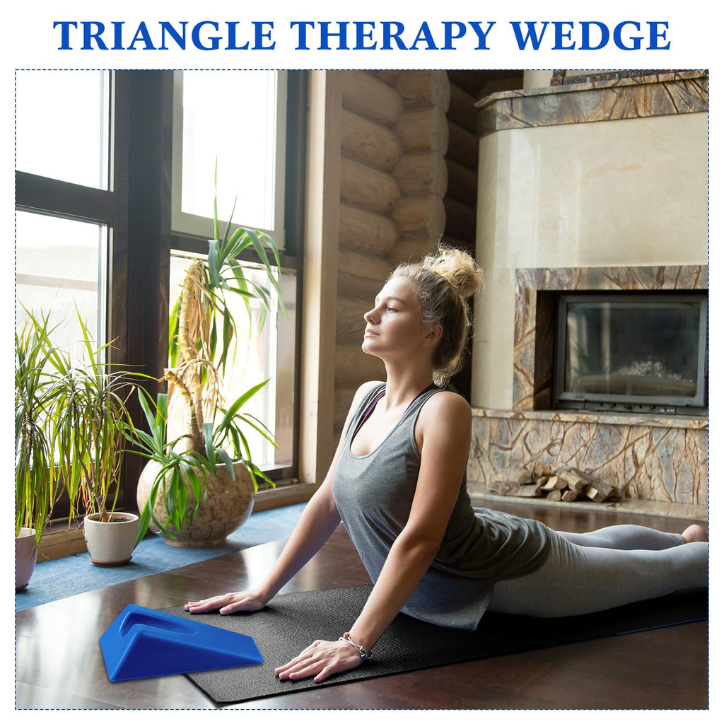 Suzile Mobilization Wedge 7.9 x 4.1 x 2 Inch Triangle Therapy Wedge Non Slip Silicone Wedge Pillow Sturdy Support for Relieve Spinal Pain Rehabilitation Tool(Blue)