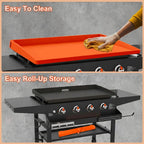 BANGIE 36" Silicone Griddle Mat for Blackstone Accessories - Anti-Warping & UV-Resistant Full-Wrap Cover for 4-Burner Flat Top Grill, Prevents Condensation Rust (Orange)
