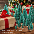 30Pcs Mini Christmas Trees, Artificial Christmas Tree Bottle Brush Trees Christmas with 5 Sizes, Sisal Snow Trees with Wooden Base for Christmas Decor Christmas Party Home Table Craft