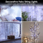 2-Pack White Fairy Lights Battery Operated with Timer, Waterproof 16FT 50 LED String Lights Outdoor Indoor, Twinkle Lights for Bedroom Dorm Wedding Birthday Christmas Parties Centerpiece (Cool White)