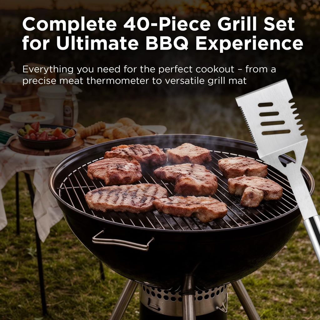 Kaluns BBQ Accessories, Complete Grill Set Dad Gifts for Fathers Day, 40 Pcs Premium Heavy Duty Stainless Steel Barbecue Grill Accessories for Outdoor Grill Gifts for Men