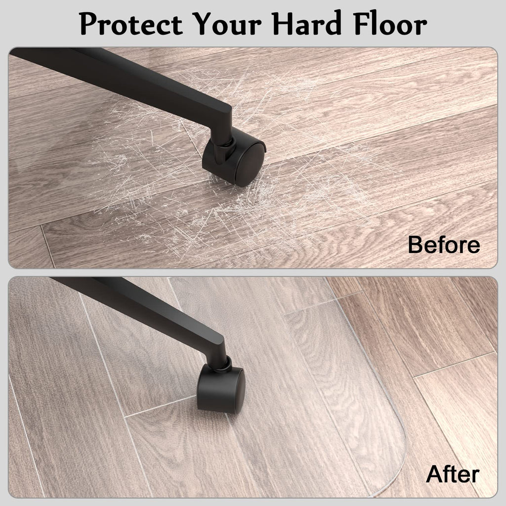 Blvornl Office Chair Mat for Hard Wood Floor, Sturdy Plastic Protector Floor Mat for Office Chair, Rectangle Transparent PVC Computer Hard Floor Chair Mat for Desk, Office, Home (Clear, 30 X 48in)