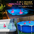 Covfirst Pool Chlorines Floater, 9 in Flamingo Chlorine Floater w/Light, Solar Chlorine Floater w/Adjustable Flow, Large Size Chlorine Tablet Floater, Floating Chlorines Dispenser for Pool Hot Tub