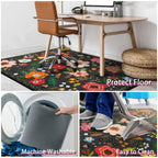 Office Chair Mat for Hardwood & Tile Floor,Boho Floral 36"x48" Office Computer Chair Mat for Rolling Chairs,Under Desk Non Slip Gaming Rug,Rubber Backing Large Low-Pile Carpet Protector Mat(Black)