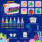 Kiditos Glow in The Dark Magic Water Elf Toy Kit, Magic Aqua Fairy Water Gel Kit with 6 Glow Colors and 6 Molds. Christmas Gifts, Birthday Gifts, Party Favors, Arts & Crafts DIY STEM Kits for Kids