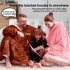 JOYWOO Pink Wearable Blanket Hoodie, Oversized Birthday Gifts for Girlfriend, Hooded Blanket Christmas Gifts for Girls Women, Cozy Fuzzy Sherpa Sweatshirt Blanket with Giant Pocket and Zipper, Pink