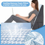 puredown® 12" Bed Wedge Pillow, Cooling Gel Memory Foam for Nighttime Acid Reflux, Lumbar & Back Support, Leg Elevation Therapy, Snore Reduction Aid, Triangular Wedge Design, Detachable Washable Cover