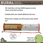Ruralty Fly Tape Trap - 30ft Horizontal or Vertical Hanging Adhesive Indoor and Outdoor 3pk Insect Fly Trap Ribbon Roll
