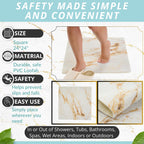 Shower Mat for Textured Surface - Non Slip Shower Mat for Elderly - Loofah Shower Mat Square - Loofah Bath Mat - Standing Shower Mat - Shower Mats for Tiles - Secure Mat (White Gold Marble 24x24)