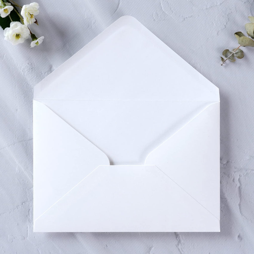 PONATIA 50 PCS/Pack A7 Envelopes, 5.25 x 7.5'' White Envelopes, Perfect For 5 x 7'' Wedding Invitation Cards, Christmas Gift Cards Envelopes, Acrylic Invitations, Photos