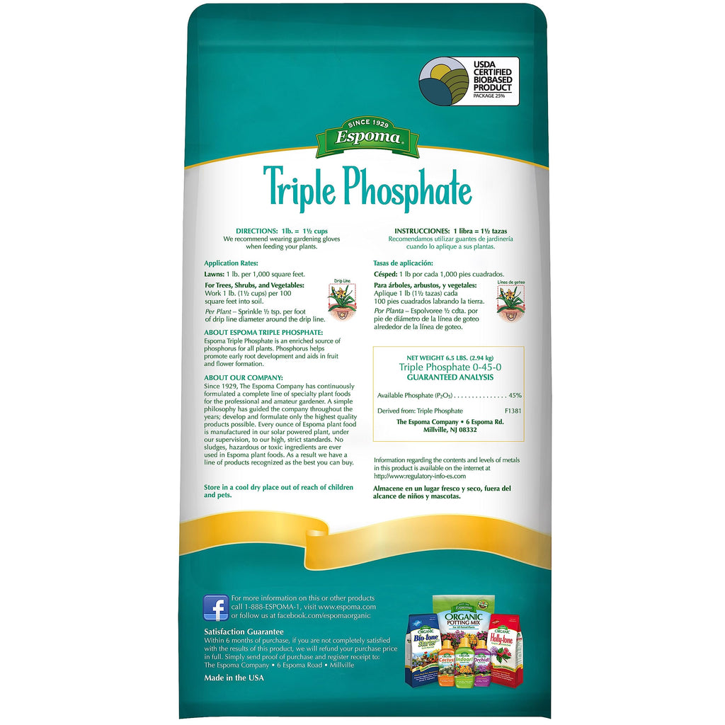 Espoma TP6 Triple Phosphate Fertilizer, 6.5-Pound