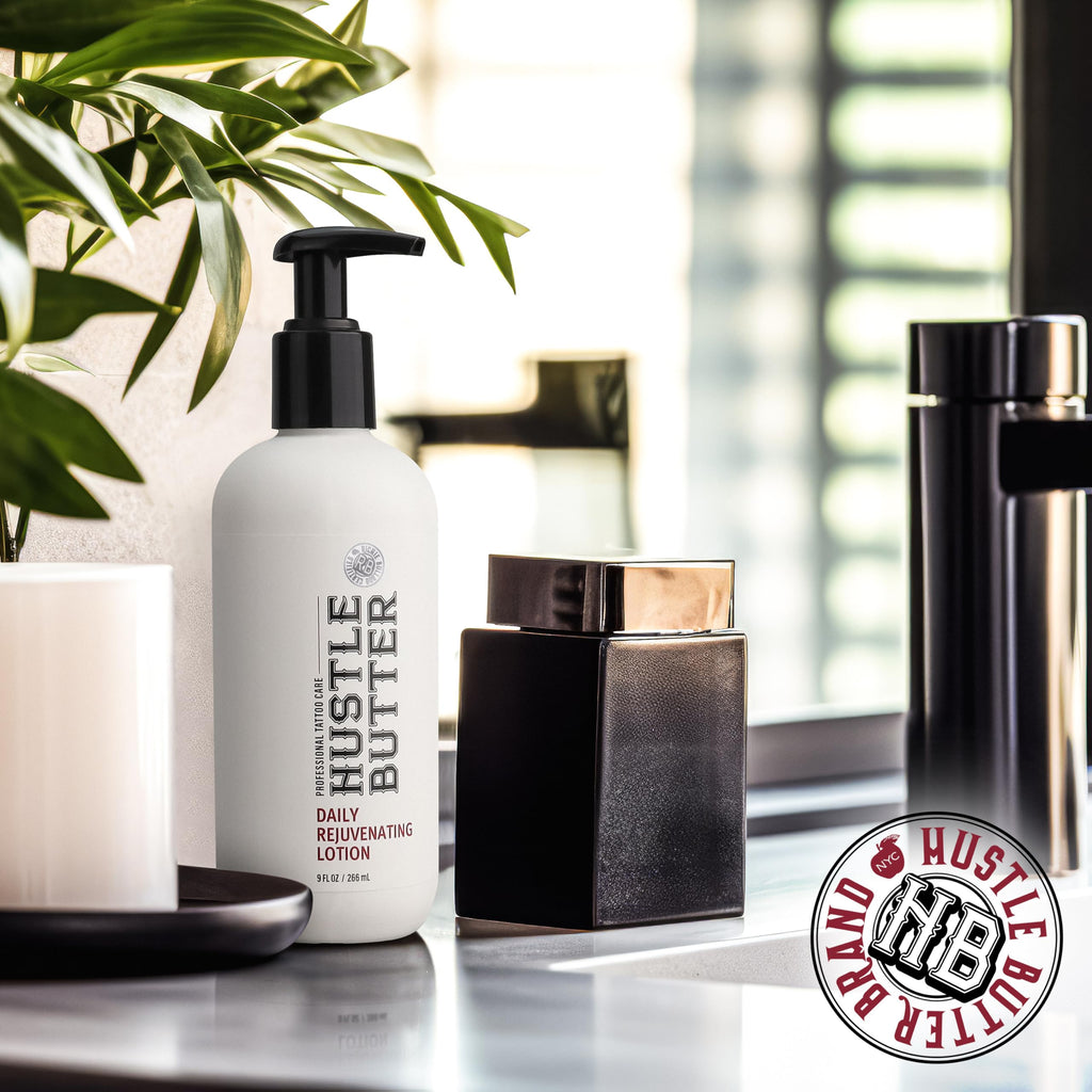 Hustle Butter Tattoo Aftercare - Daily Tattoo Lotion - Naturally Derived Vegan Cruelty Free - Everyday All Over Use and Moisturized Tattoos - 9 fl oz
