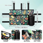 Rhino Valley Walker Bag, Multi Pockets Folding Walker Basket Tote Bag with Cup Holder, Hand-Free Carry Pouch Storage Bag for Universal Walkers, Large Capacity Organizer for Seniors Elderly, Birds