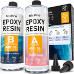 Nicpro 32 Ounce Crystal Clear Epoxy Resin Kit, Food Safe DIY Starter Epoxy Resin for Craft, Canvas Painting, Molds Pigment Jewelry Making, Resin Coating and Casting